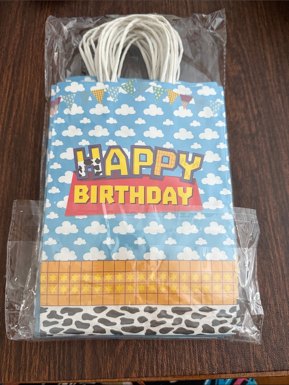 13 Happy Birthday Blue Cloud Gift Bags with Rope Handles